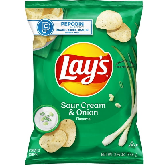 Lay's Potato Chips, Sour Cream & Onion Flavor, 2.75 oz Bag