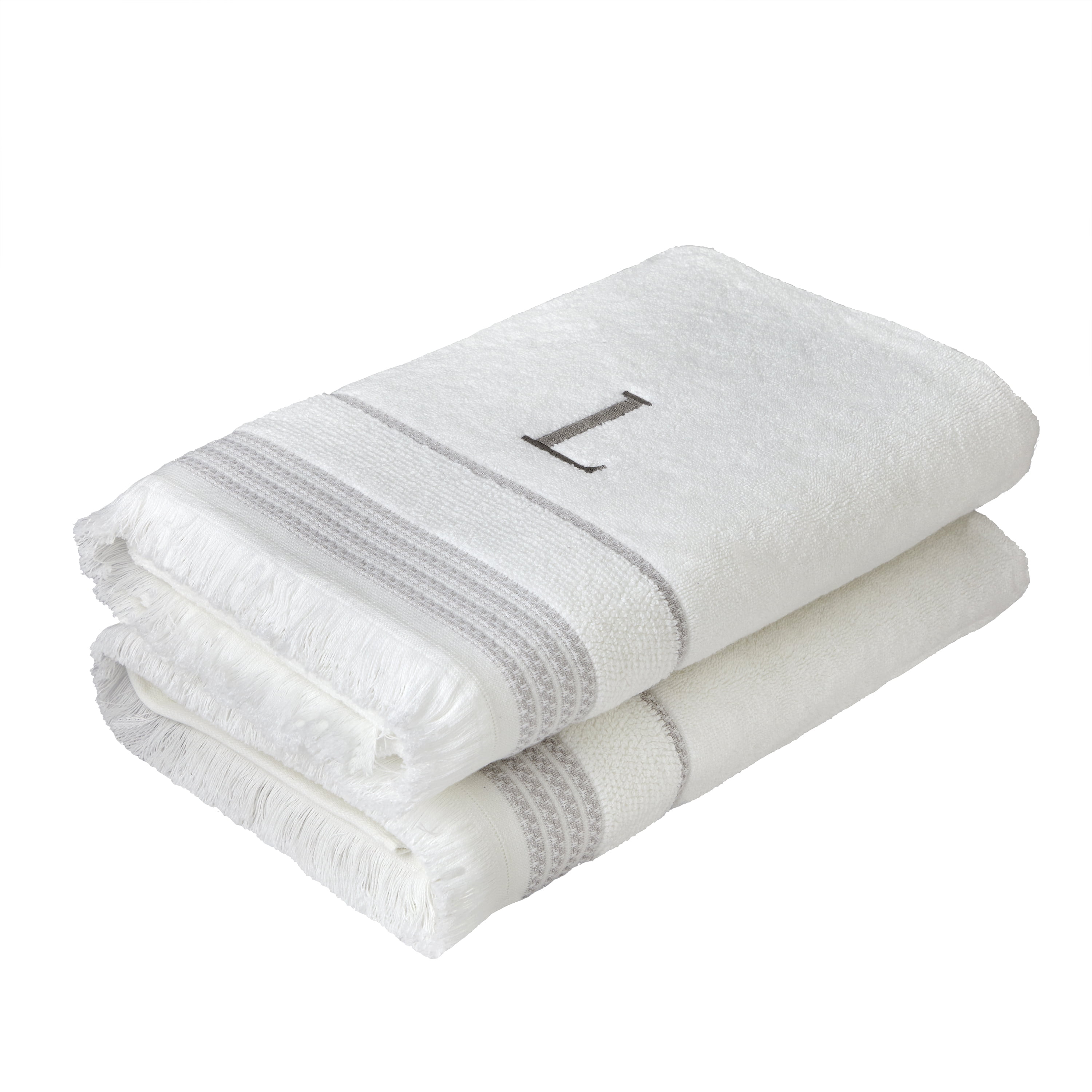 SKL Home Casual Monogram Bath Towel, "L", White