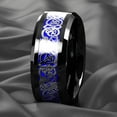 thumbnail image 2 of Tungsten Rings for Men Wedding Bands for Him 8mm Blue Black Silvering Celtic Dragon, 2 of 8