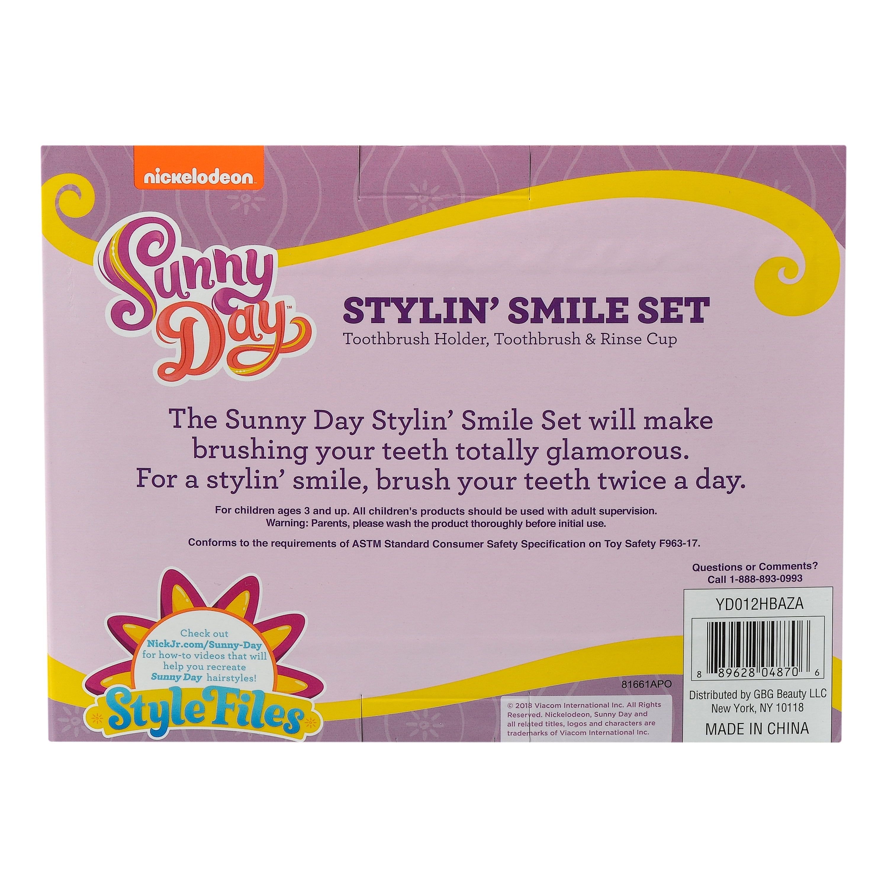 Sunny Day Stylin Smile Set Toothbrush Holder Toothbrush /& Rinse Cup