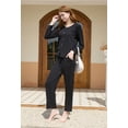 thumbnail image 3 of HEARTNICE Womens Pajama Set, Soft Long Sleeve Button-up Sleepwear Lounge Pjs with Pockets,(Black,L), 3 of 5