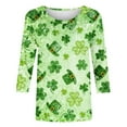 thumbnail image 6 of DxhmoneyHX St Patricks Day Shirt Women Shamrock Clover Graphic Casual T-Shirt 3/4 Sleeve Crew Neck Summer Tunic Tops Loose Fit Shirts Holiday Outfits, 6 of 6