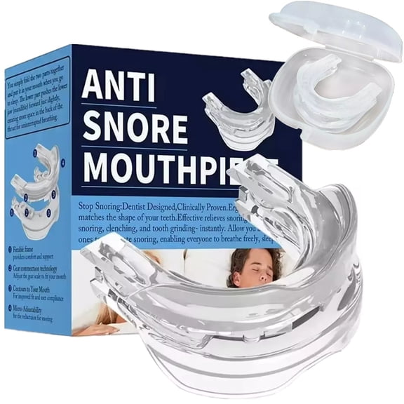 Adjustable Anti Snoring Mouthpiece Sleep Aid, Comfortable Soft Silicone Mouth Guard to Reduce Snoring & Improve Sleep Quality for Men & Women, Reusable Nighttime Snore Solution