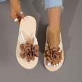 thumbnail image 6 of Dakaela Women's Flower Flip Flops 3D Floral Platform Open Toe Thong Sandals Ladies Yoga Mat Slip on Flats Slides Summer Beach Vacation Slippers Size 6-11 Brown, 6 of 9