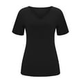 thumbnail image 4 of GEWSEY Womens T Shirts Basic V Neck Tee Loose Fit Casual Short Sleeve Summer Tops (Black, L), 4 of 7
