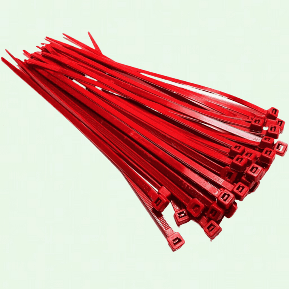 50-Piece Extra Large Zip Ties, 4.8mm x 200mm, Nylon Plastic Cable Ties in Black, White, and Red