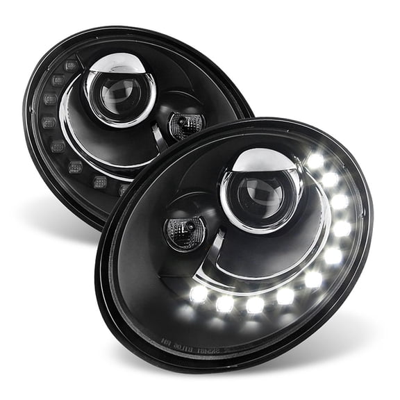 2006-2010 VW Beetle Projector Headlights w/DRL LED Running Light Pair Left Right