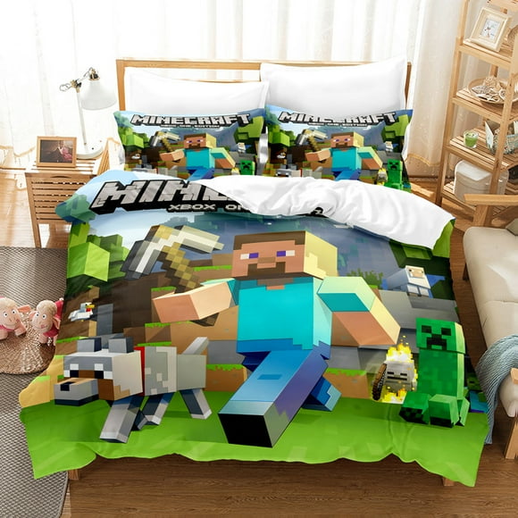 Mine My World ROBLOX Bedding Set Of Three, 3D Printing, Soft Microfiber, Duvet Cover, Bedroom Decoration-HAPDEN