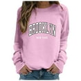 thumbnail image 5 of UJNDER Women's Sweatshirt YORK Print Crew Neck Long Sleeve Lightweight Casual Pink S, 5 of 5