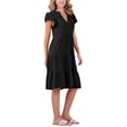 thumbnail image 4 of INSPIRE CHIC Women's Ruffle Sleeve V Neck Summer Sundress Tiered Midi Dress L Black, 4 of 6