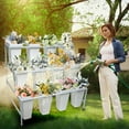 thumbnail image 3 of Flower Display Stand with 12 Buckets, Flower Cart 3 Layers, Flower Stand Metal with Wheels, Moving Florist Bouquet Shelf, Rectangular Rack, 3 of 9
