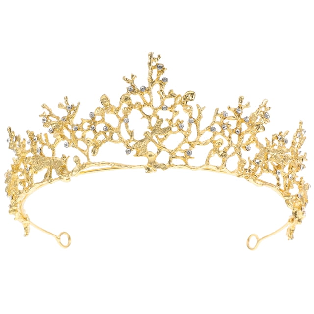 EeaseMX Tocados de novia, tiara barroca con libélula dorada y cristales de imitación, tiara de boda vintage, corona de reina para boda, cumpleaños, fiesta (dorada)