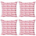 thumbnail image 1 of Retro Throw Pillow Cushion Case Pack of 4, Monochrome Repeating Spirals Swirls Ornament on a Wavy Stripes Background, Modern Accent Double-Sided Print, 4 Sizes, Off White and Pink, by Ambesonne, 1 of 2