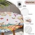 thumbnail image 3 of Orange Thanksgiving Fall Round Tablecloth for 45-54 Inch Tables,Fitted Table Cover with Elastic Edge,Orange Blue Pumpkins Botanical Waterproof Outdoor Table Cloth Protector for Patio Garden Dinner, 3 of 9