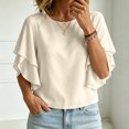 thumbnail image 4 of IUYRTFE Women's Crew Neck Batwing Sleeve Top Loose Fit Casual Summer Blouse, 4 of 5
