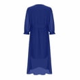 thumbnail image 4 of Zedker Dresses for Women 2025 Fall Fashion Midi Dresses Wedding Guest Long Sleeve V Neck Waist Tie A Line Elegant Maxi Winter Dresses Plus Size Blue L, 4 of 5