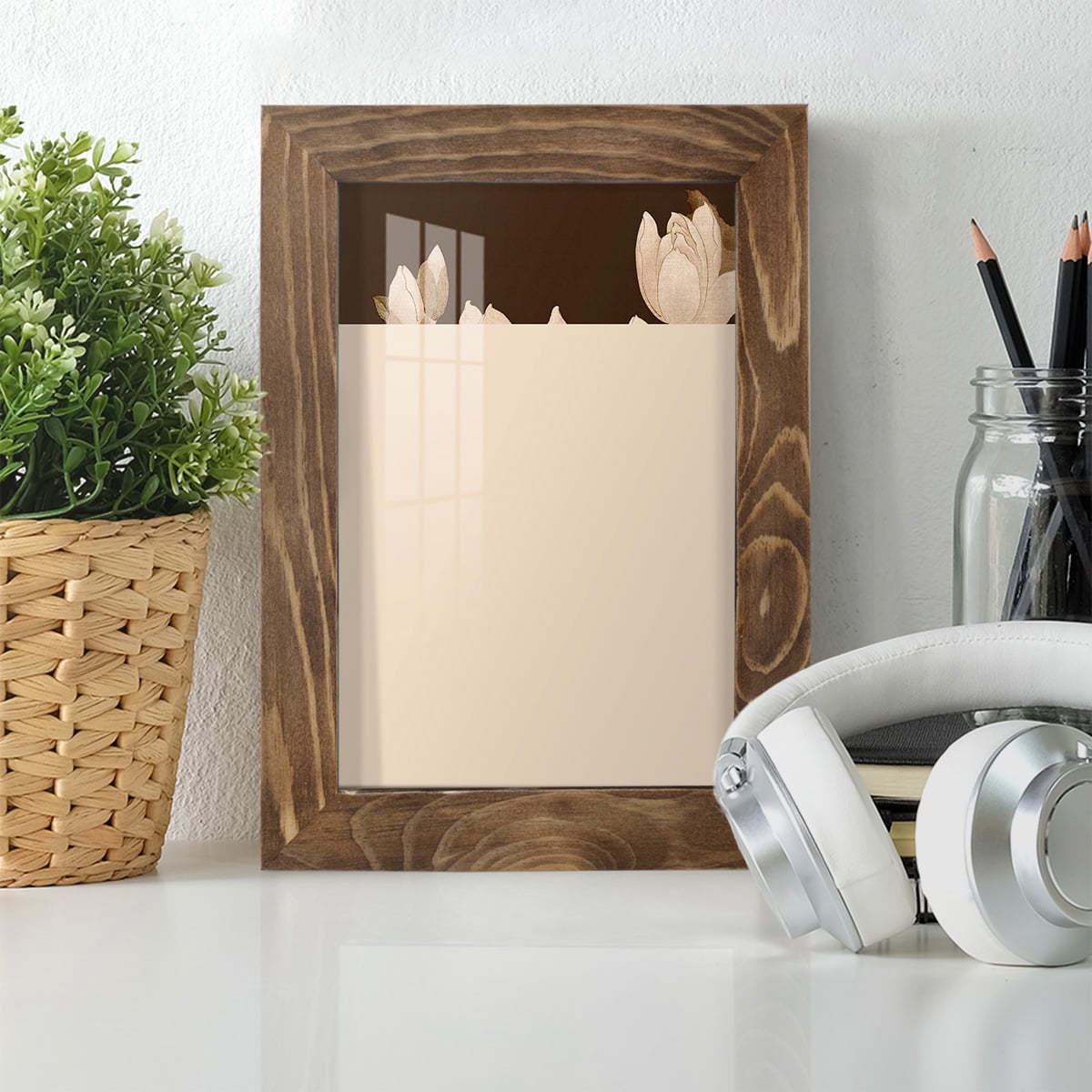 Asian Brocade II - Framed Print w/glass - Walnut