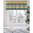 thumbnail image 5 of Curtain Valance for Windows,Watercolor Yellow Blue Stripes Kitchen Valances Rod Pocket Short Curtains,Vintage Geometric Lines Window Treatment Panel for Bedroom Bathroom 54x18in, 5 of 9