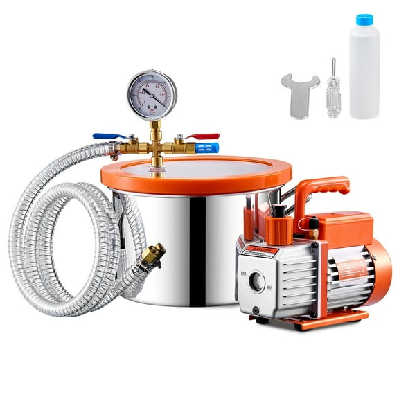 1.5 Gallon Vacuum Chamber 3.5CFM Single Stage Pump Degassing Chamber Kit