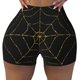 thumbnail image 2 of Balery Golden Spider Web Pantalones cortos de entrenamiento estampados para mujer, sin costuras, ajustados, para gimnasio, yoga, correr, deportes, ejercicio activo, fitness.-Large, 2 of 8
