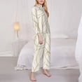thumbnail image 3 of Fotbe Elegant Gold Leaf Pattern Pattern Long Sleeve Pajama Set for Women,Sleepwear Set,2-piece Loungewear Set,Soft PJs Comfy Nightwear with Pockets -Medium, 3 of 7
