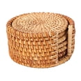 thumbnail image 1 of Posavasos de Bebida de ratán Redondos, 6 Piezas de Bebidas Vintage Alfombrillas de té Almohadillas Calientes aisladas Coas de Taza de Paja de Cocina Resistentes al Calor, 1 of 4