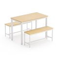 thumbnail image 6 of PUKNLY Dining Furniture Set, Bar Table with 2 Dining Benches for 4 People, Kitchen Table Counter with Chairs, Industrial for Kitchen Breakfast Table Living Room Party Room,White-Natural, 6 of 12