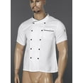 thumbnail image 3 of Kaerm Unisex Men's Classic Chef Coat Jackets Double-breasted Kitchen Chef Uniforms Shirts Top White Short Sleeve L, 3 of 7