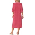 thumbnail image 3 of INSPIRE CHIC Women's Zip Front Striped Robe 3/4 Sleeve Long Bathrobe House Dress Pajama L Red, 3 of 6
