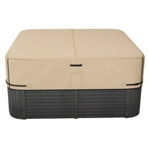 KFFKFF Outdoor Hot Tub Cover, 90 x 90 x 20 Inch Weather-Resistant and Waterproof Protector, Made with Durable 600D Oxford Fabric and High Tearing Strength, Square Spa Cover for Hot Tub, Brown
