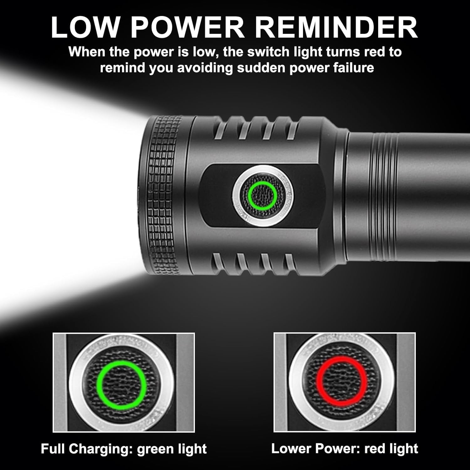 Flashlight USB Rechargeable, Flashlights High Lumens, 6500 LM Tactical Flashlights, 5 Modes LED Flashlight Adjustable, IPX4 Waterproof Versatile Flashlight for Emergencies, Hiking, Camping