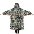 thumbnail image 2 of Oversized Wearable Blanket Hoodie,Multicolor Bigfoot and Sticker Pattern Sherpa Blanket Hoodie with Super Pockets,Super Warm Fuzzy Pullover for Women & Men, 2 of 6