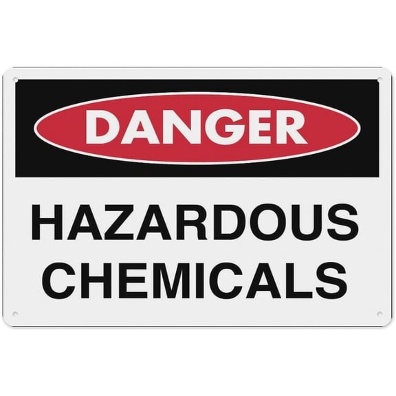 Danger Hazardous Chemicals Sign 8"x12" - Aluminum Tin Warning for Home Outdoor Garden, Weatherproof Chemical Hazard Decor