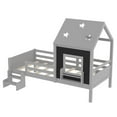 thumbnail image 6 of Bellemave Twin Size Montessori Bed, House Beds with Low-Profile Stairs and Star-shape Roof, Wood Platform Bed with a Bookcase, Window and Blackboard, No Box Spring Needed-Gray, 6 of 6