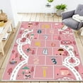 thumbnail image 6 of MENGFANMIN Hopscotch Rugs for Kids ,Non-Slip Pink Floor Rug Fun Educational Game for Toddlers Children, Soft Nursery Carpet for Playroom,Preschool, 6 of 7