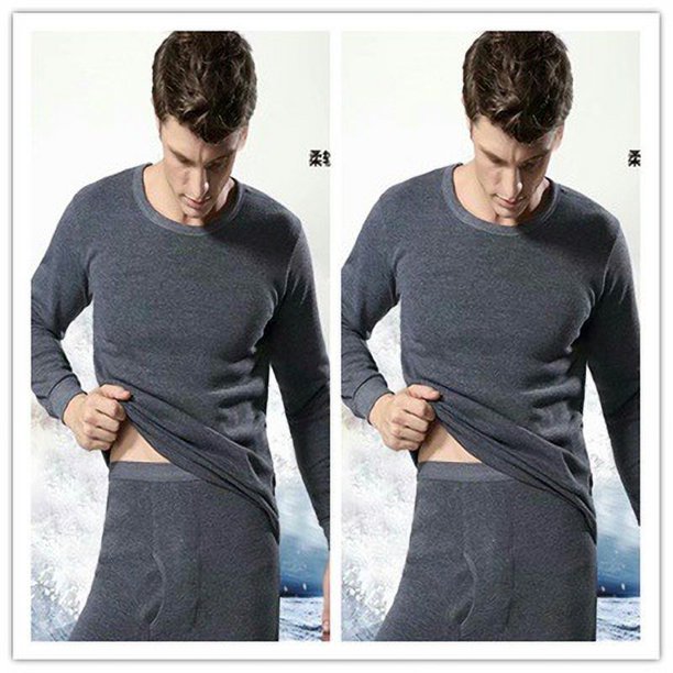 Ropa de otoño de algodón para hombre, pantalones de polar, camisa de una pieza con cuello redondo, suéter de algodón, polar fino de mediana edad
