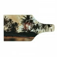thumbnail image 1 of Beach Cutting Board, Tropic Ocean Sea Love Bora Bora Island Palms Art Scenery View in Sunset Colors, Tempered Glass Cutting and Serving Board, Wine Bottle Shape, Orange and Brown, by Ambesonne, 1 of 1