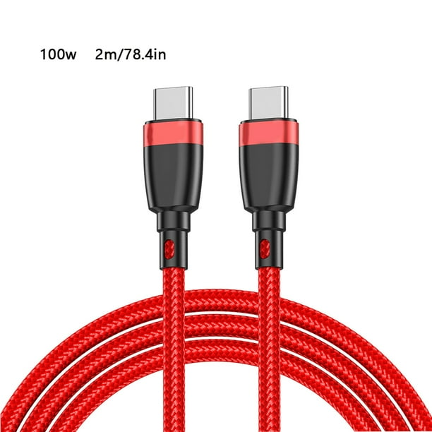 Cable de carga Cable de cargador tipo C Cable de datos de carga rápida Cable de teléfono trenzado de nailon, 2 metros, 100 W, rojo Methold EL000726-08