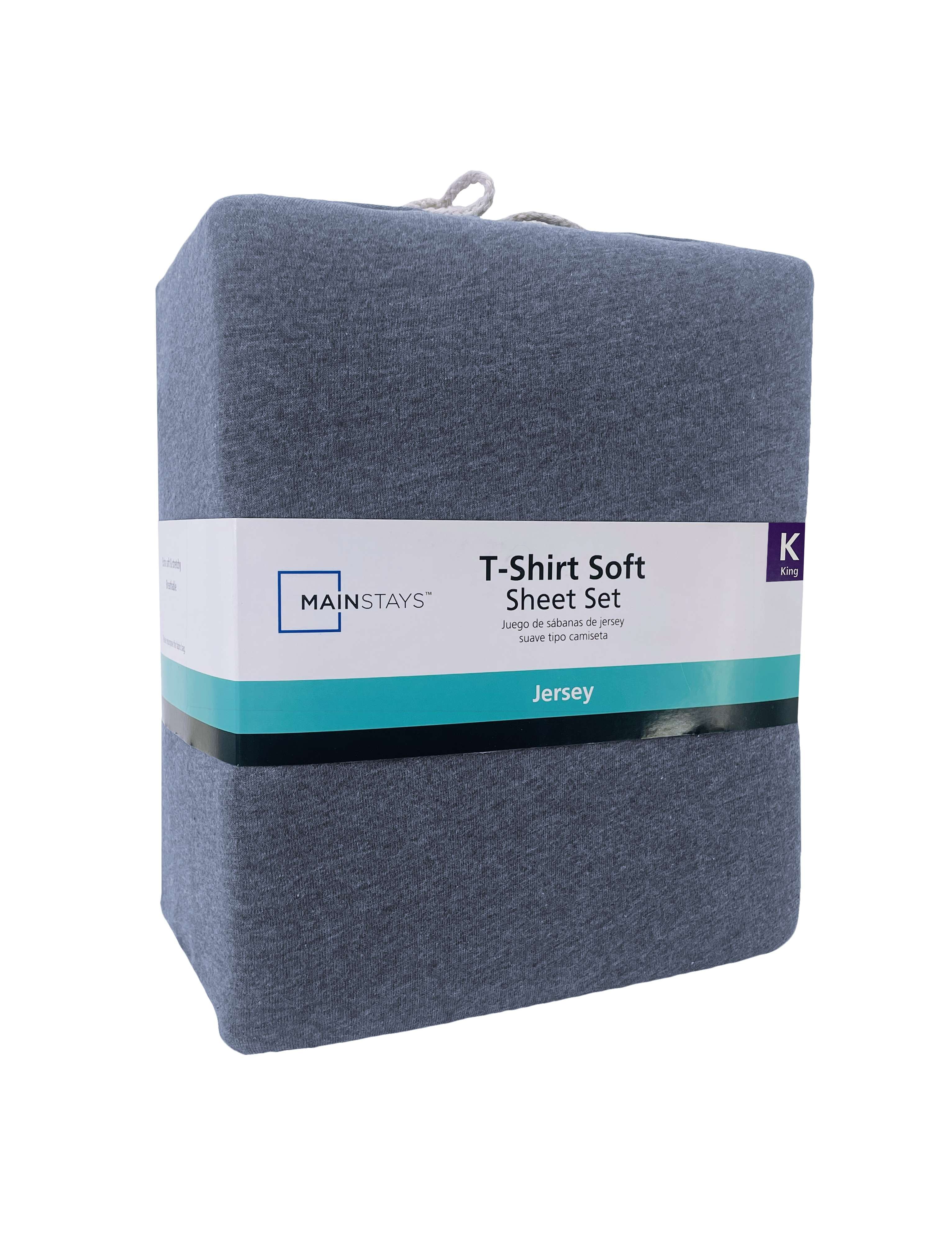 Mainstays Extra Soft Jersey Bed Sheet Set Queen Charcoal 4 Pieces Walmart