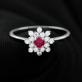 thumbnail image 3 of Rosec Jewels Lab Grown Ruby Flower Engagement Ring with Diamond - Nature Inspired Ring for Women - AAAA Grade Ruby Ring, 18K White Gold, US 4.50, 3 of 8