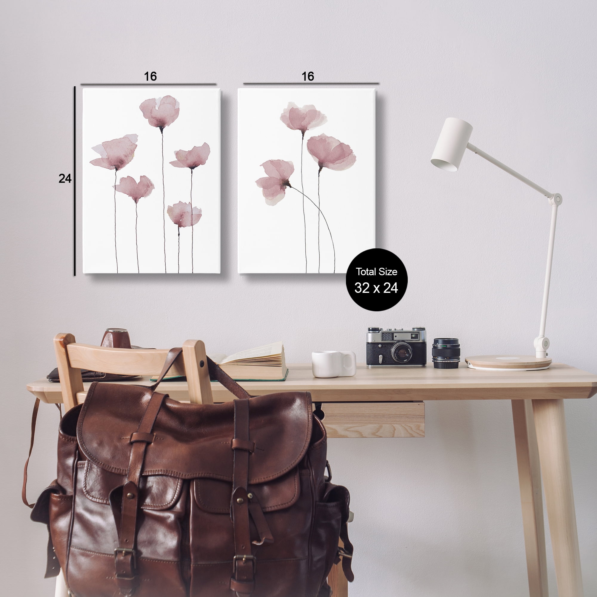 Stupell Industries Poppies Standing Tall Floral & Botanical Painting Wrapped Canvas Art Print Wall Art, 16 x 24, Set of 2