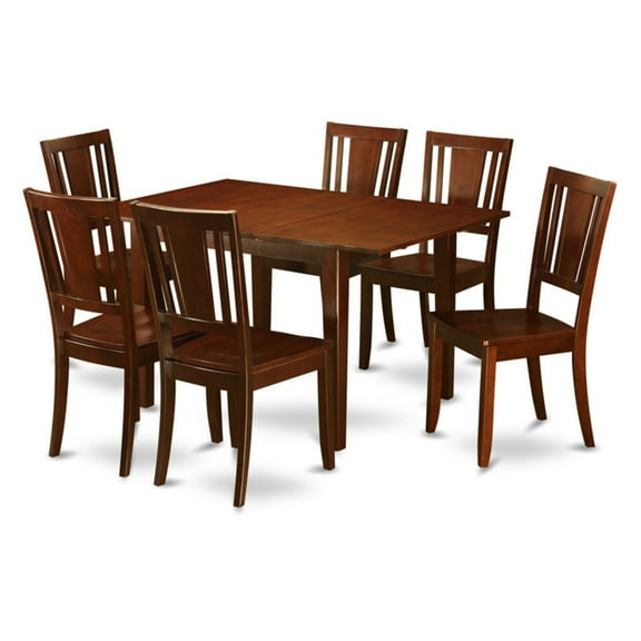 East West Furniture Small Kitchen Table With Dining Table Chairs-Finish:Mahogany,Number of Items:7,Shape:Rectangular,Style:Wood Seat
