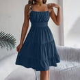 thumbnail image 3 of Iyufng Summer Women's Dresses Sleeveless Spaghetti Strap Backless Layered Pleated Dress Fashion Casual Midi Dress, 3 of 9