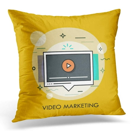 ECCOT Online Player Window of Social and Viral Video Marketing Strategy Vlogging Multimedia Content Creation Pillowcase Pillow Cover Cushion Case 16x16 (Best Multimedia Player For Windows)
