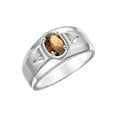 thumbnail image 4 of RYLOS Men's Rings 14K White Gold Classic 7X5MM Oval Gemstone & Diamond Ring Smoky Quartz June Birthstone Rings For Men, Gold Rings Size 13, 4 of 8