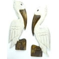 thumbnail image 1 of 2 HAND CARVED SET OF WHITE WOOD PELICANS WALL ART HANG ON WOOD PILING, TROPICAL NAUTICAL DECOR, 1 of 1