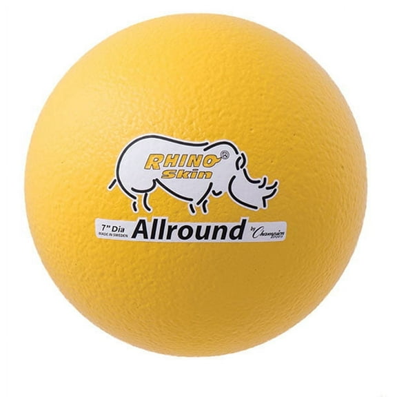 Champion Sports All-Around Rhino Skin Ball, 7-Inch Yellow Medium Bounce Dodgeball