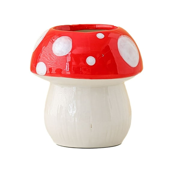 Mushroom Toothbrush Holder for Bathrooms Cute Ceramic Makeup Brush Storage Box Mushroom Bathroom Decor (Red)