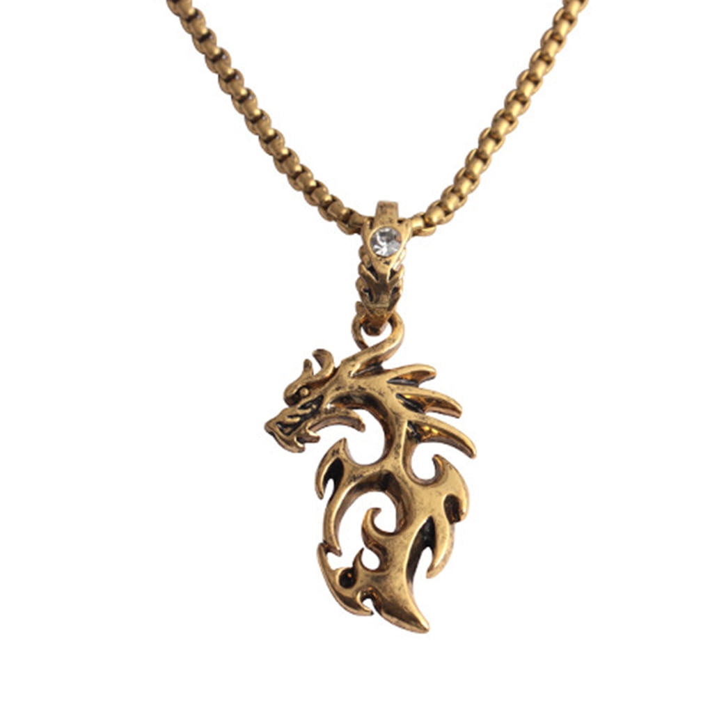 Men's Cool Mythology Dragon Pendant Fashion Characters Hip Hop Necklace 