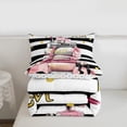 thumbnail image 4 of Erosebridal Romantic Makeup Comforter Sets King Size,Floral Flower Comforters & Duvets,Black White Geometric Stripes Bedding King Comforter Set,Room Decorative Reversible,3-Piece, 4 of 7